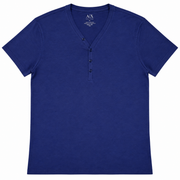 Men's T-Shirt – Navy Cotton Henley Classic