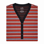 Men's T-Shirt – Bold Striped Henley Style, Orange