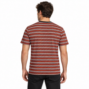 Men's T-Shirt – Bold Striped Henley Style, Orange