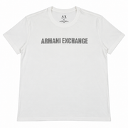 Men's T-Shirt – 3D Logo Scoop Neck Style, White