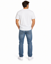 Men's T-Shirt – 3D Logo Scoop Neck Style, White