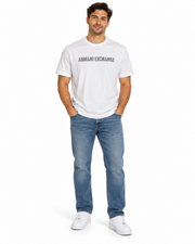 Men's T-Shirt – 3D Logo Scoop Neck Style, White