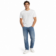 Men's T-Shirt – Word Grid Logo Graphic in Blue