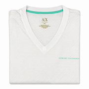 Men's T-Shirt – Minimal Logo V-Neck Design, White