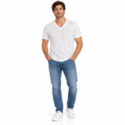 Men's T-Shirt – Minimal Logo V-Neck Design, White