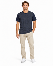 Men's Checkered Patterned Slim Fit T-Shirt, Navy