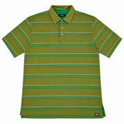 Men's Block Striped Polo Neck T-Shirt, Olive Green