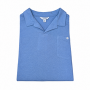 Autograph by M&S baby blue linen blend short-sleeve polo shirt with chest pocket