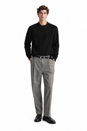 Men's Wool & Silk Blend Long Sleeve Sweater, Black