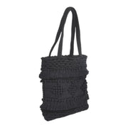 Hand-Tufted Navy Cotton Tote – Boho Chic & Artisanal Charm