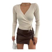 Women's Double-Breasted Knit Top – Elegant & Chic