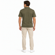 Men's Solid Polo Neck Regular Fit T-Shirt, Olive Green