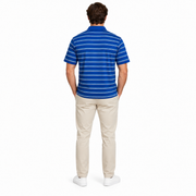 Men's Striped Polo Neck Regular Fit T-Shirt, Blue