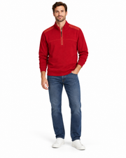 Men’s Half-Zip Knit Sweater, Dark Red