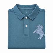 Men's Polo Ribbed T-Shirt – Stylish & Comfortable, Blue Grey
