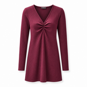 Women's Long Sleeve Ribbed Dress, Maroon