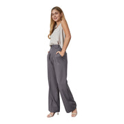 Women's High Rise Straight Leg Trousers – Timeless Elegance, Grey