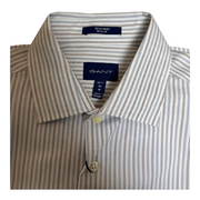 Men's Striped Long Sleeve Shirt – Timeless & Elegant, Off-White