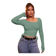 Women's Long Sleeve Ruched Top – Trendy & Lightweight