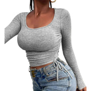 Women's Long Sleeve Ruched Top – Trendy & Lightweight