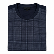Men's Checkered Patterned Slim Fit T-Shirt, Navy