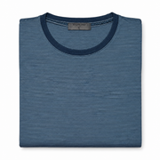 Men's Patterned Long Sleeve Scoop Neck Pajama T-Shirt, Blue Grey