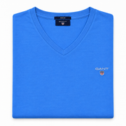 Men's Solid Brand Logo V-Neck T-Shirt
