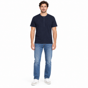 Men's Henley T-Shirt – Premium Comfort, Midnight Blue