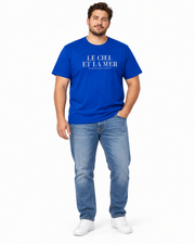 Men's Graphic Scoop Neck Relaxed Fit T-Shirt, Indigo Blue