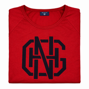 Men's Graphic Print Round Neck T-Shirt, Mahogany Red