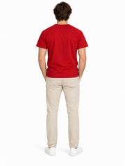 Men's Graphic Print Round Neck T-Shirt, Mahogany Red