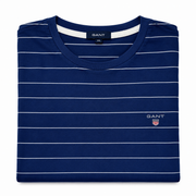 Men's Striped Crew Neck Relaxed Fit T-Shirt, Military Blue