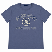 Men's Graphic Rolled Sleeve Round Neck T-Shirt, Laundered Blue