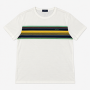 Men's Striped Brand Logo Scoop Neck T-Shirt, Eggshell