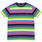 Men's Block Stripe Mulitcolor Crew Neck T-Shirt