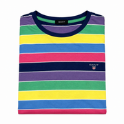 Men's Block Stripe Mulitcolor Crew Neck T-Shirt