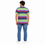 Men's Block Stripe Mulitcolor Crew Neck T-Shirt