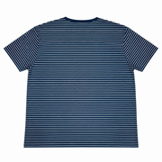 Men's Striped Brand Logo Round Neck T-Shirt, Navy