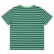 Men's Striped Brand Logo Round Neck T-Shirt, Green & Purple