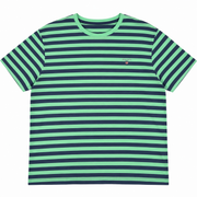 Men's Striped Brand Logo Round Neck T-Shirt, Green & Purple
