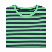 Men's Striped Brand Logo Round Neck T-Shirt, Green & Purple