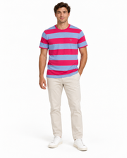 Men's Block Stripe Round Neck T-Shirt