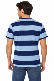 Men's Block Stripe Round Neck T-Shirt