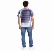 Men's Striped Round Neck Relaxed Fit T-Shirt, White