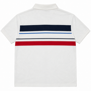 Men's Striped Polo Neck Ribbed T-Shirt, White