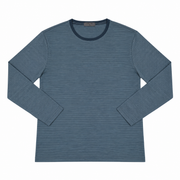 Men's Patterned Long Sleeve Scoop Neck Pajama T-Shirt, Blue Grey