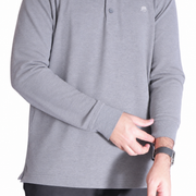 Men's Long Sleeve Polo – Classic & Versatile, Grey