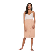 Women's Solid Asymmetrical Pencil Skirt, Salmon