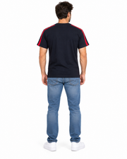 Men's Graphic Print Crew Neck T-Shirt, Navy