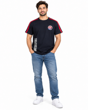 Men's Graphic Print Crew Neck T-Shirt, Navy